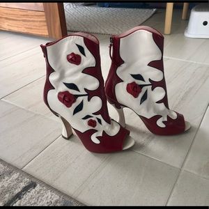 Miu Miu leather rose boots, size 8.5
